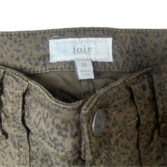 Joie Park Skinny Leopard Green Moto Cargo Ankle Fit Skinny Jeans Size 25 - Picture 15 of 16